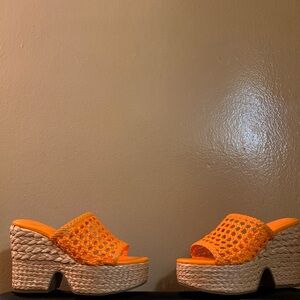 Marc Fisher Bright Orange Woven Mules size 8M
Price listed is final